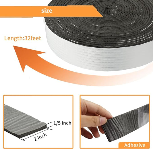DOBTIM Foam Foil Pipe Insulation Wrap 2 in x 32 ft,Reflective Foil Insulation Tape Self Adhesive with High Resilience for Pipe Insulation Wrap