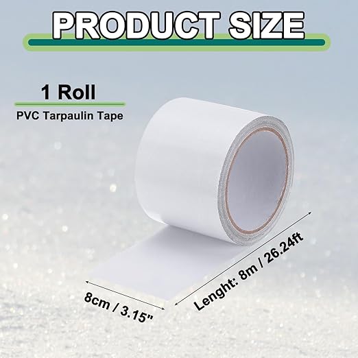 PATIKIL Awning Repair Tape 3-1/8" x 26ft Waterproof Canvas Tape High Adhesive Tear Repair Patch Kit for PVC Tarpaulin Tent Awning Fabric RV Sail Boat Cover, White