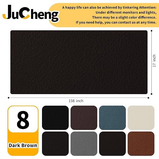 JuCheng Leather Repair Kit -Leather Repair Patch Self-Adhesive Waterproof Patch & Glue for Furniture, Car Seats, Sofa, Couch, Vinyl - Instant Fix for Tears & Scratches (Dark Brown, 17X158 inch)