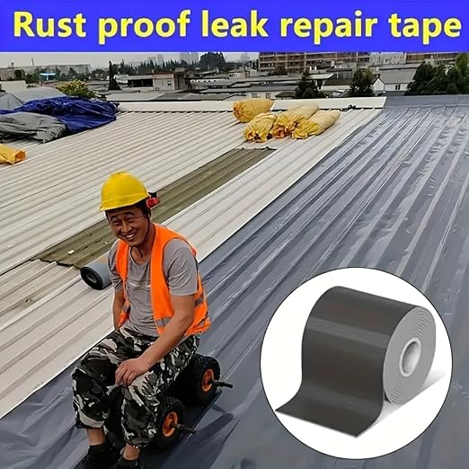 Waterproof Sealant Tape Self Adhesive Rubberized Asphalt Tape for RV Roof Metal Roof Corrugated Roof Leak Repair UV Resistant Heavy Duty Waterproofing Membrane(Gray, 196.85 in X 11.81 in)