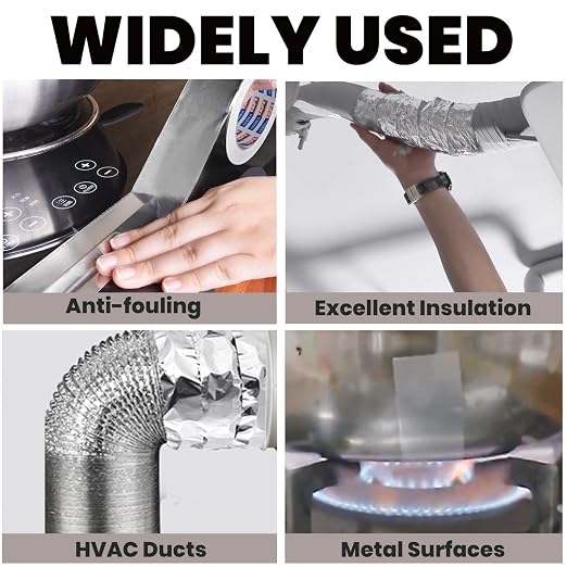ADHES Heavy Duty Aluminum Foil Tape 2 Inch x 210 Feet(70 Yards) – Heat Resistant & Waterproof Silver Duct Tape – High-Temperature HVAC Tape for Ductwork, Sealing, Insulation, and Repairs