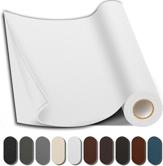Leather Repair Patch, 17X79 Inch Repair Patch Self Adhesive Waterproof, DIY Large Vinyl Patches for Couches, Furniture, Kitchen Cabinets, Wall （White, 17X79 Inch）