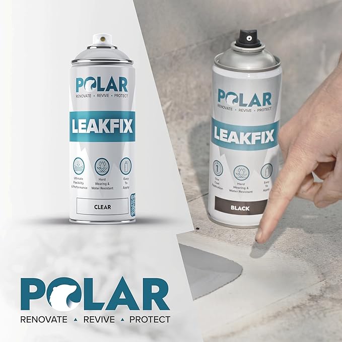 Polar Black Leak Fix Spray - 6 x 13.5fl. oz - Waterproof Roof Sealant - Instantly Seals Leaks and Cracks, for Lasting Protection on Roofs, Drainpipes & Gutter Repairs- for Interior and Exterior Use