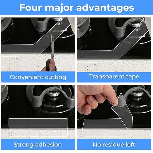 Transparent Window Weather Sealing Tape，Weather Stripping Residue-Free Clear Window Insulation Caulk Tape for Doors Windows and Shower Glass Gaps Bathroom，Weather Stripping Door Seal(2IN x 16.4FT)