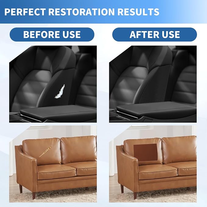 Leather Repair Patches, 17X237 Inch Self-Adhesive Leather Repair Tape, Stretch Vinyl Repair Kit for Couch Furniture Sofas Car Seats (Coffee, 17X237 Inch)
