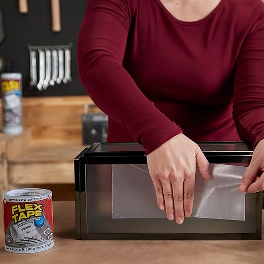 Flex Tape, MAX, Original Thick Flexible Rubberized Waterproof Tape - Seal and Patch Leaks, Works Underwater, Indoor Outdoor - Home RV Roof and Pool Repairs, Clear, 8 in x 25 ft, Pack of 1