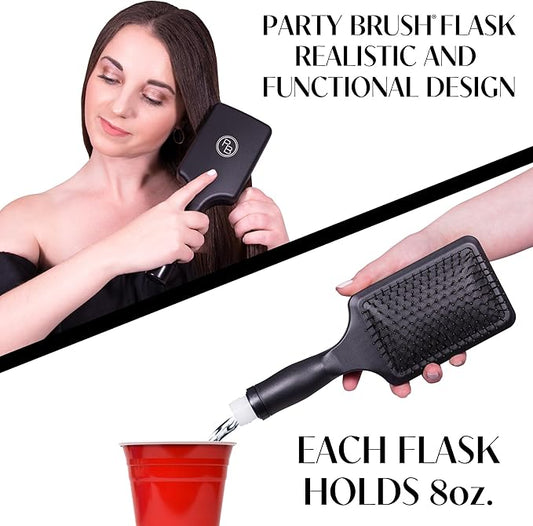 GoPong Party Brush Flask 2 Pack (16 oz Total) - Hidden Alcohol Travel Flasks for Women and Men – Secret Liquor Containers for Concerts, Cruises, and Sports Events – Includes Funnel & Spout