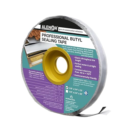 Alenor Butyl Rubber Tape 1/8'' x 3/4" x 33 Feet - Repair Rv and Auto, Seal Seams, Cracks, and Holes with the Professional Finish, roof leaks, Plumbing Pipes, Vents, Boats, car Window leaks