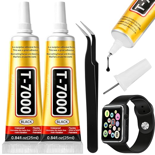 T-7000 Black Adhesive Glue| 2PCS 25 ML T7000 Precision Repairs Adhesive Glue for Phone| High Performance Industrial Glue Waterproof for Speaker Electronics Computer Tablets Screen Craft