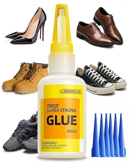 Super Glue and Cement for Shoes – 40ML Gel CA | Heavy Duty Instant Bond, Waterproof Clear Sole Repair for Sneakers, Heels, Boots, Sandals, Tennis Shoes & More