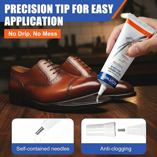 StrongBond Shoe Glue, 2 * 100ML Professional Grade Super Glue for Shoes Boots Leather Repairs Permanent Flexible Waterproof Clear Drying Formula Fast Setting Adhesive for Insoles, Soles, Heels & More
