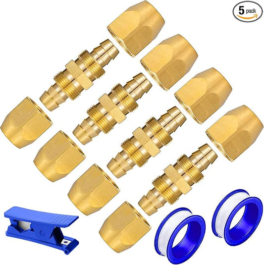2PCS Soild Brass Air Reusable Hose Splicer For 1/4-Inch ID Hose,1/4" + 1pc hose cutter Air Hose Repair Fitting (4PCS 1/4 inch + hose cutter)