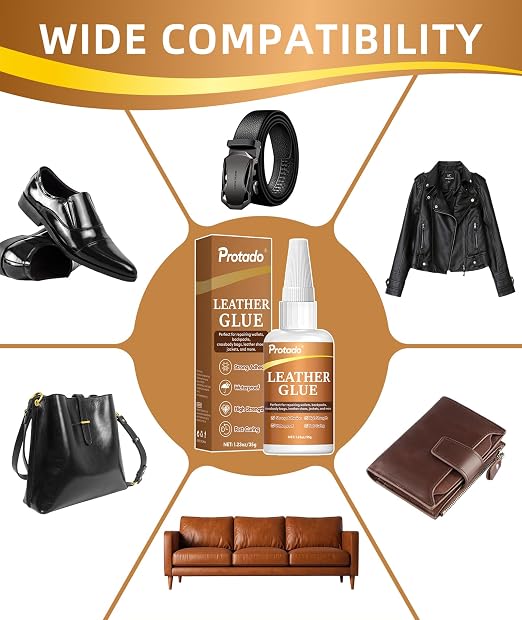 Leather Glue, 35g Heavy Duty Super Strong Clear Glue, Waterproof Flexible Adhesive for Leather Bonding, Repair, Shoes, Bags, Sofas, Belts, Crafts, DIY Kits