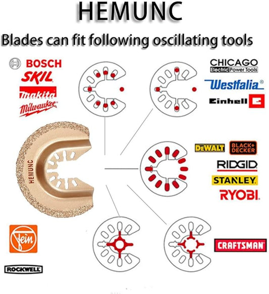 Oscillating Tool Blades, HEMUNC 5pcs Universal Semicircle Carbide Oscillating Multitool Saw Blades Accessories kit