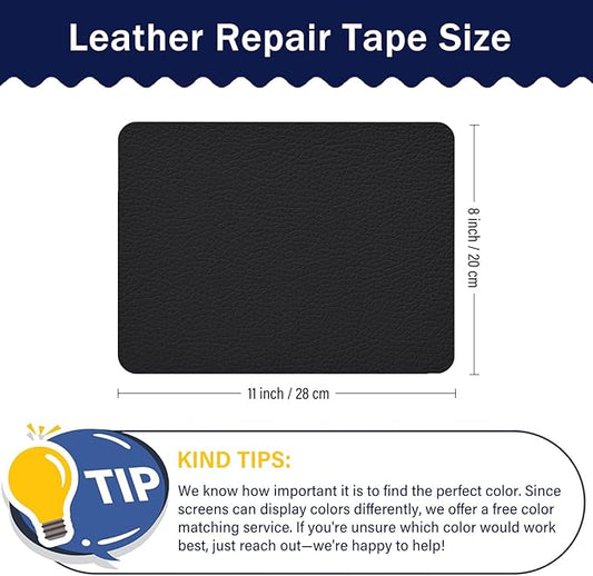 Zenyao Leather Repair Patch Tape - Self Adhesive Leather Repair Kit for Car Seat Furniture, Heavy Duty Vinyl Repair Patch for Couch Sofa, Waterproof for Rips Scratches Tears, 8x11 Inch 2 Pieces, Black