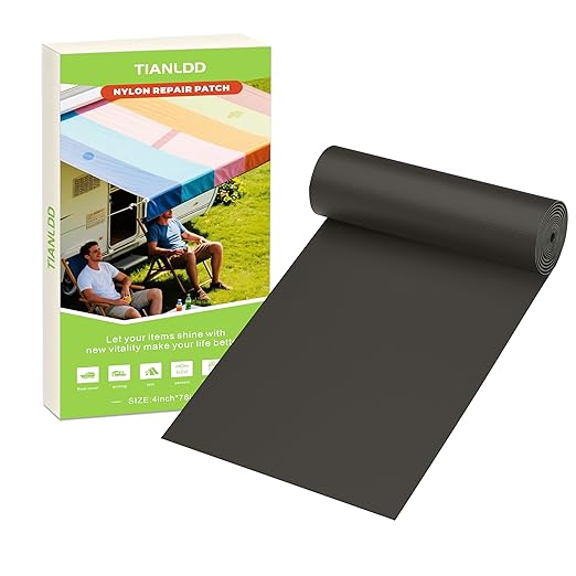 TIANLDD 4x78in Waterproof Repair Tape for Boat Covers,Tents,Tarp,RV Awning，Fabric Repair Tape(Dark Gray)