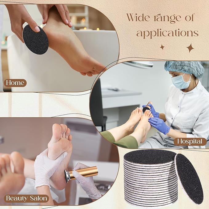 Gisafai 1000 Pcs Replaceable Sandpaper Refill Discs Bulk 100 Grit Replacement Sandpaper Pad Discs for Electric Foot File Callus Remover Black Tool Foot File Disks for Men Women Cracked Heels Dead Skin