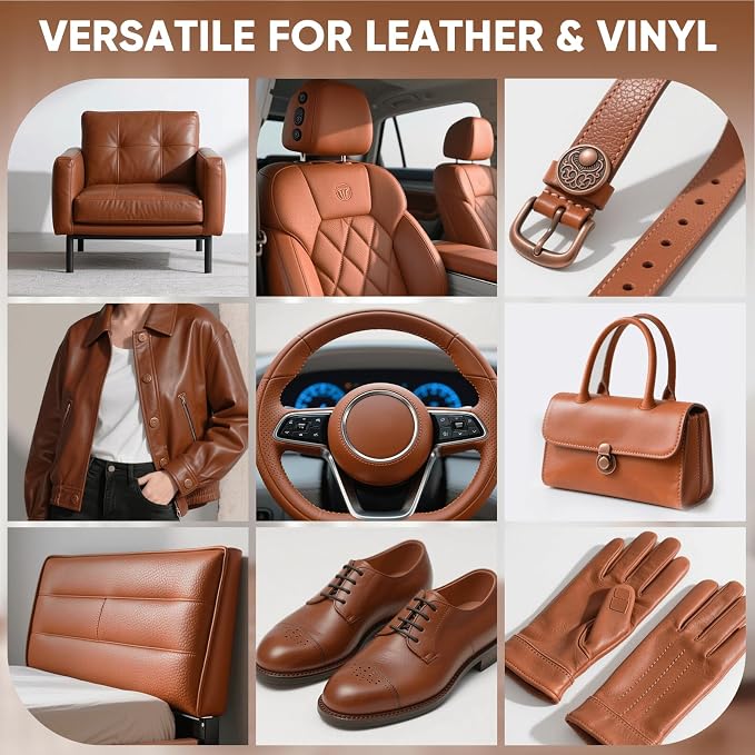Leather Recoloring Balm, Leather Couch Repair Kit, Leather Restorer for Couches, Leather Scratch Repair, Leather Recoloring Balm for Faded & Scratched Leather Couches (Light Brown (Tan), 12 OZ)