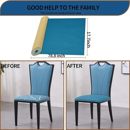 Oversized Leather Repair Tape, Adhesive Repair for Leather,17.7 x 78.8inches, for Sofas, car Seats, Furniture, Bags, Jackets, Armchair Tear Repair Patches (Sky Blue)