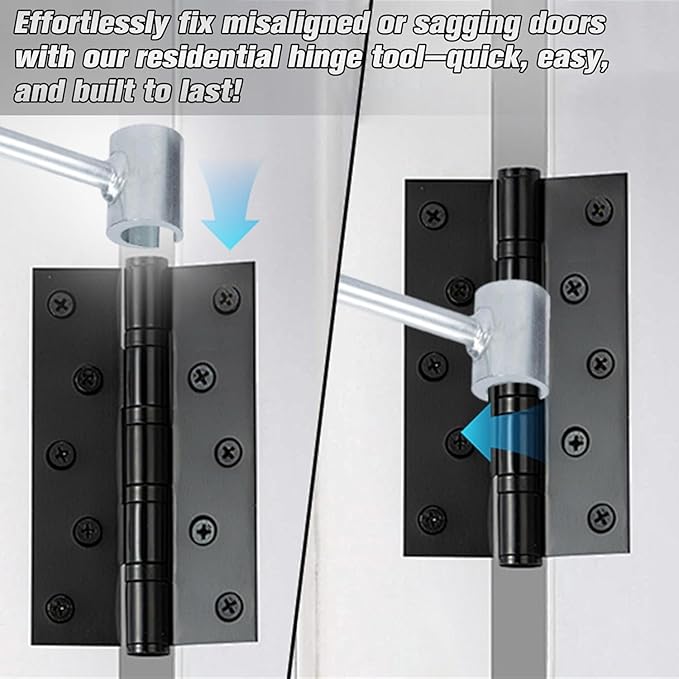 1 Pack Dual Size Door Hinge Adjustment Tool 23–25mm, Door Hinge Repair Tool, Door Gap Adjustment Tool, Door Adjustment Tool, Heavy Duty for Fixing Gaps in Fire, Cleanroom Safety Use (Silvery)