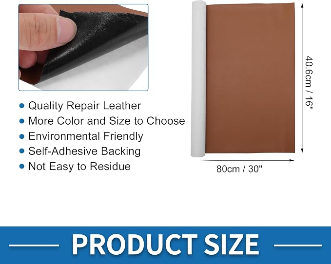 Self Adhesive Leather Repair Patch Strong Stickiness 30"x16" Leather Repair Tape PU Leather Brown 1 Pcs
