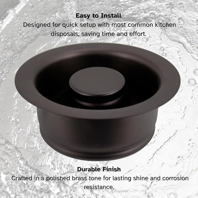 Westbrass D2089-12 4-1/4" Kitchen Sink Waste Disposal Drain Flange and Stopper, Oil Rubbed Bronze