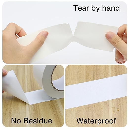 Heavy Duty Duct Tape 2 Inch X 33 Yards, 8.5 Mil Thickness, Multi Purpose White Duct Tape, No Residue, Waterproof, Tear by Hand - for Indoor Outdoor Repairs, Industrial, Professional Use