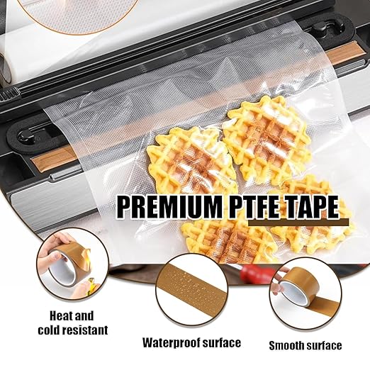 Teflone Glass Cloth Tape (3 inch x 33 Feet x 0.18mm), High Temperature PTFE Heat Resistant Adhesive Tape Non-Stick Surface for Vacuum Sealer Machine, Heat Press, Packaging, Electrical Use