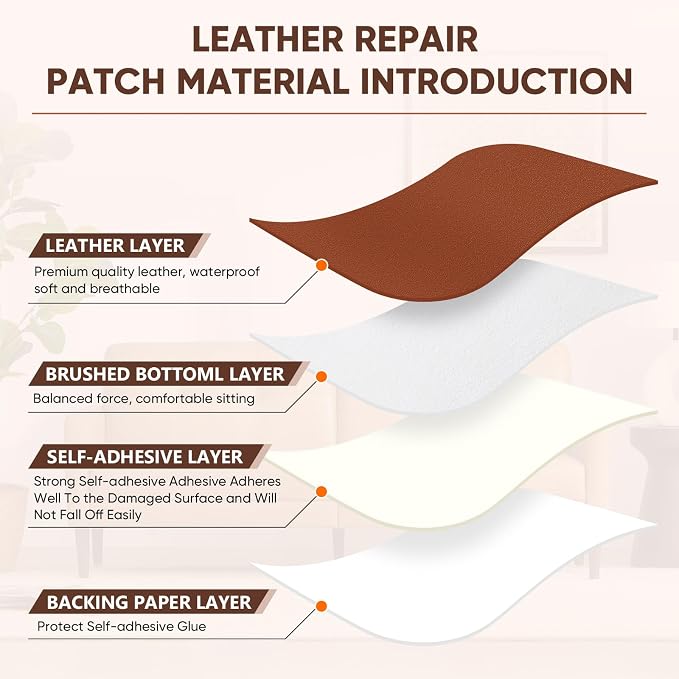 Leather Repair Tape,16 x 30 Inches Self Adhesive Leather Repair Patch，Leather Repair Kit for Furniture，Couches,Car Seats,Cabinets,Handbags(Fine-Grain Light Gray)