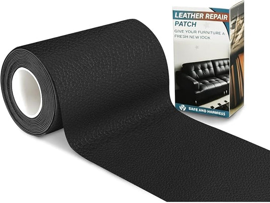 Leather Repair Tape,3.9 x 63 Inches Self Adhesive Leather Repair Patch,Vinyl Repair Kit for Furniture,Couches,Car Seats,Sofas,Office Chairs,Black