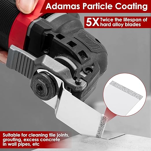 7PCS Diamond Oscillating Tool Blades Set, Grout Removal Blade Kit for Tile Mortar Concrete Masonry, Fits DeWalt Milwaukee Ryobi Rockwell Fein Ridgide Multi Tool Blade with 3 Adapters
