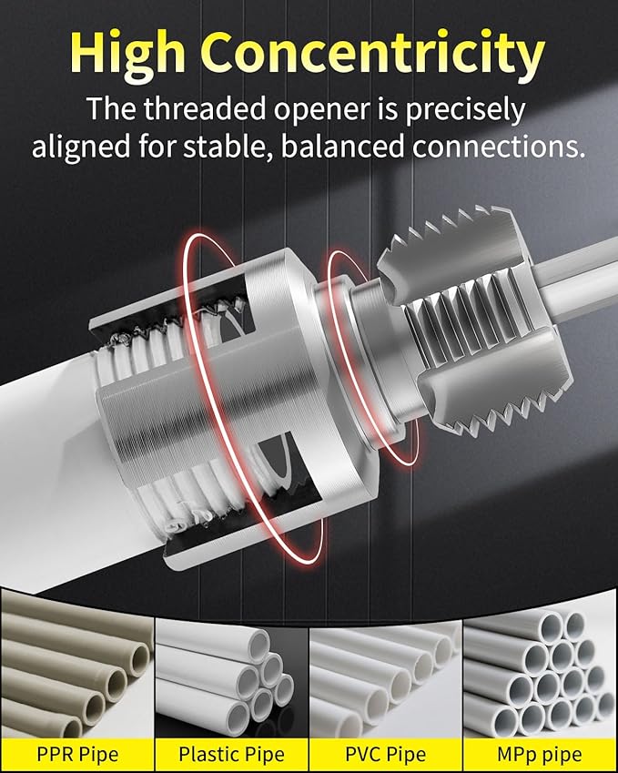 Internal & External Pipe Threading Tool, PVC Pipe Threader, Pipe Threading Tool, 1/2'' 3/4'' Dies Electric Drill Compatible for Home Repair (2PCS) (1/2+3/4)