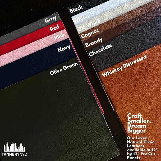 Natural Grain Cow Leathers: 12'' x 12'' Pre-Cut Leather Pieces (Pink, 5 Pieces)