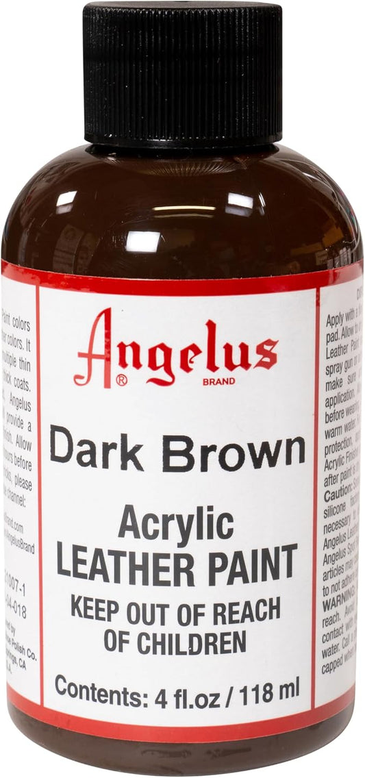 Angelus Acrylic Leather Paint, Dark Brown | Flexible Recoloring Balm for Shoes, Furniture, Car Seats & More | Made in USA, 4 fl oz