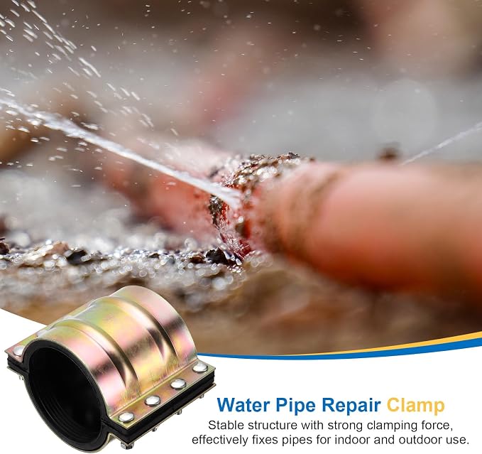 Water Pipe Repair Clamp, 7.87 Inch Length, 6-2/7 Inch ID Carbon Steel Leak Sealer Clamp, Leak Stoppers Pipe Repair Kit for 160mm OD PE PVC PPR Steel Iron Pipes