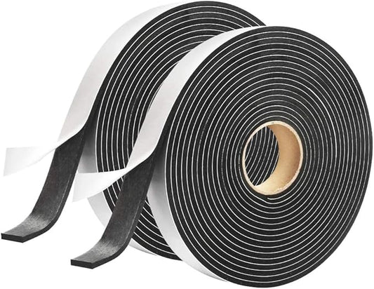 2 Rolls Foam Seal Tape for Door Window Seal Insulation, 3/4in Wx1/8in T Soundproof and Shockproof Weather Stripping Single Sided Door Foam Tape Cold Air Draft Closed Cell Weather Strip, Single 16FT