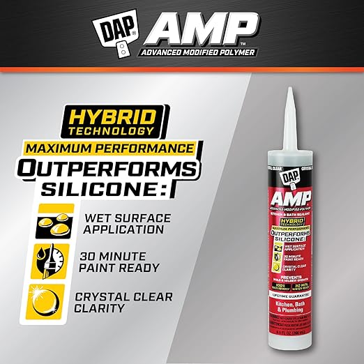 DAP AMP Kitchen and Bath Sealant, Clear, 9 Oz (7079800763)