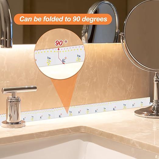 PATIKIL Caulk Tape Waterproof Self Adhesive, PVC Toilet Caulking Sealant Strip Bathtub Caulk Sealing Strip Tape for Bathroom Kitchen Countertop, Flower World (1.5 Inch x 5 Ft)