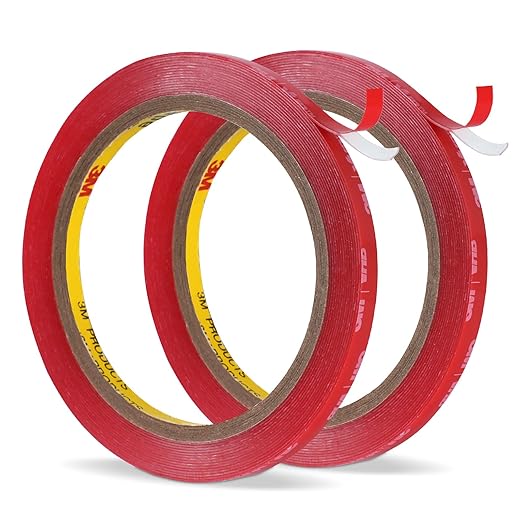 3M Double Sided Tape 1/4'' x 15.4 Ft Clear 2 Pack 4905 Heavy Duty Foam Adhesive for Automotive Car Trim, Molding, Badges & Weatherstripping Strong Adhesion & Weather Resistant
