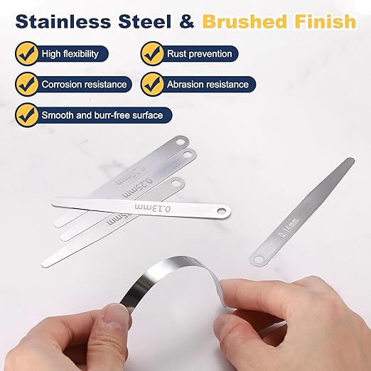 HARFINGTON 4pcs Metric Thickness Feeler Gauge 0.3mm Single Blade Oval Feeler Gauge 304 Stainless Steel Gap Measuring Tool for Repair Valve Guitar Spark Plug