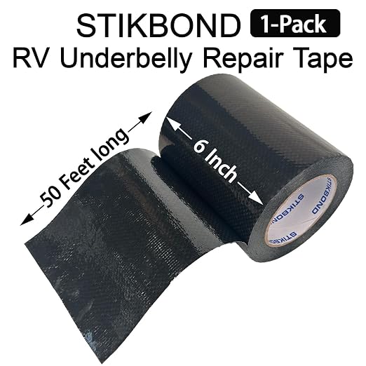 1-Pack RV Underbelly Repair Tape 6'' x 50Ft Waterproof Flex Belly Tape with Sealing Fabric Permanent for RV Tarps, Awnings Fixing, Mobile Homes,RV