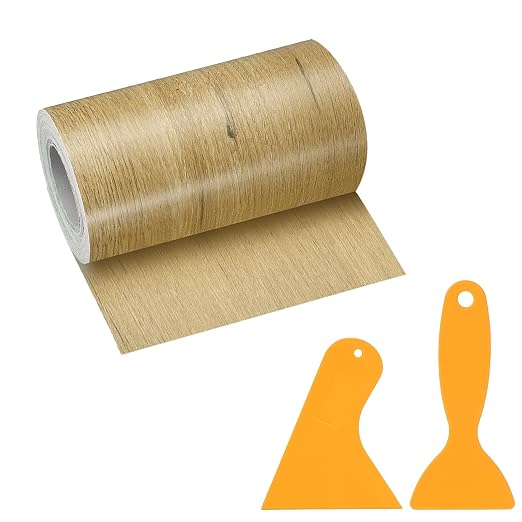 PATIKIL Wood Grain Repair Tape, 4" x 33' Self Adhesive Realistic Wood Tape with Scraper Durable Repair Patch for Furniture Floor Window Door Table DIY Home Decor, Wood Grain