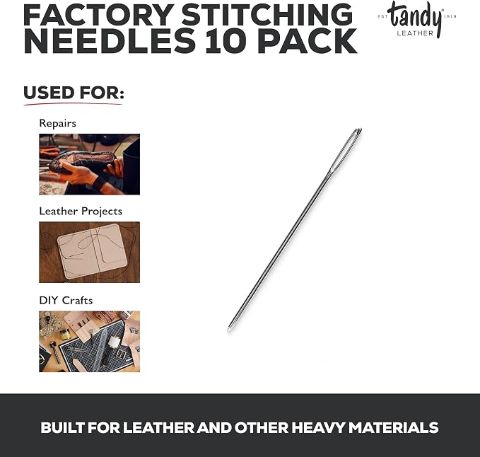 Tandy Leather Stitching Needle - Smooth Hand Sewing with Blunt Tip Control - Consistent Results for Crafting and Repair Projects - 10 Pack