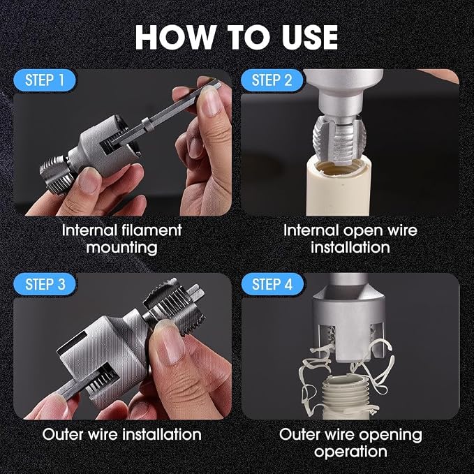 4 in 1 Water Pipe Wrench, 1/2'' 3/4'' 1'' PVC Pipe Threader Kit, Integrated Internal & External Pipe Threading Tool, 4 in 1 Water Pipe Threader Tool for Plumbing Projects Home Repairs (1/2"+3/4"+1")