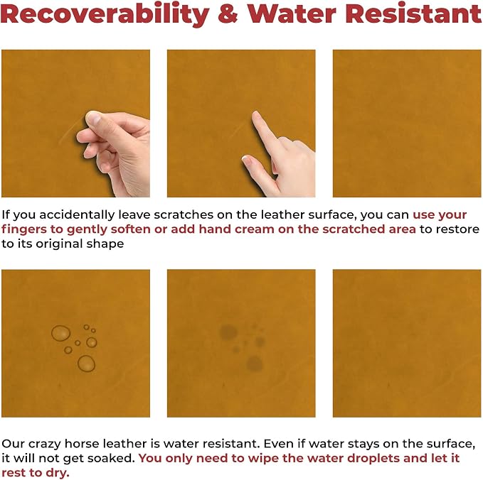 ELW Crazy Horse Leather 5-6 OZ (2-2.4mm) | Tobacco Brown | Pre-Cut 20-25 SQ FT | Full Grain Cowhide Handmade Leather for DIY, Crafts, Sheaths, Sewing, Workshop