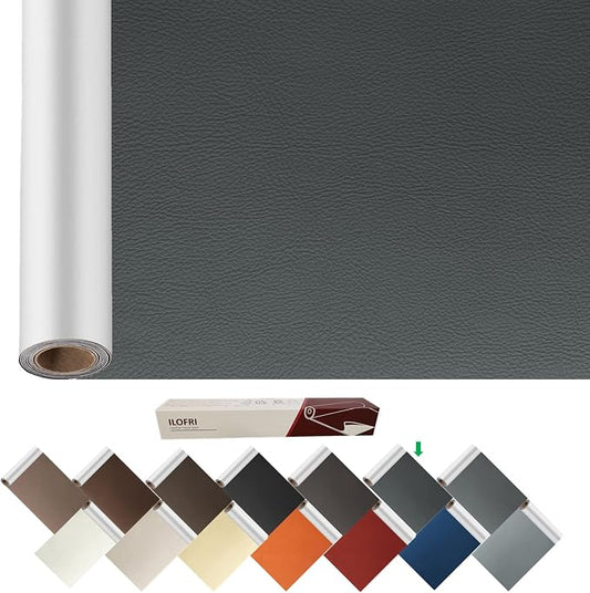ILOFRI Self Adhesive Leather Patch Cuttable Sofa Repairing, 60x17 inch Large Vinyl and Leather Repair Tapes for Couches, Car Seats, Boat Seats, Furniture, Upholstery, Chair - Dark Grey #2