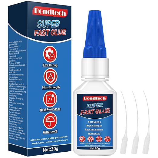 Super Glue 30 g, Superglue All Purpose, Instant Glue with Anti-Clog Cap, Strong Clear Adhesive for Plastic, Glass, Ceramic, Metal, Wood, DIY, Waterproof(Clear, 30 Grams * 1 Pack, Super Glue)