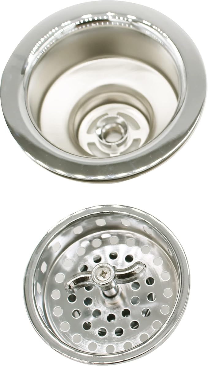 Westbrass A213-05 3-1/2" Wing Nut Twist Style Large Kitchen Sink Basket Strainer, Polished Nickel
