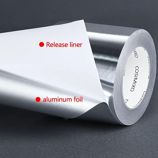 COSIMIXO Silver Aluminum Foil Duct Tape 3 Inches x 55Yards,Heavy Duty,High Temperature Sealing and Patching,Perfect for HVAC,Air Ducts,Foamboard,Metal Repair,Insulation,Dryer Vent and More