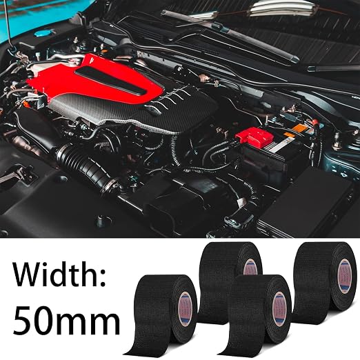 Outus Wire Harness Cloth Electrical Tape Wire Loom Harness Automotive Heat Proof Cloth Tape for Automotive Electrical Wrap Protection Insulation Cable Fixed(4 Roll,2 Inch X 49.2 ft)